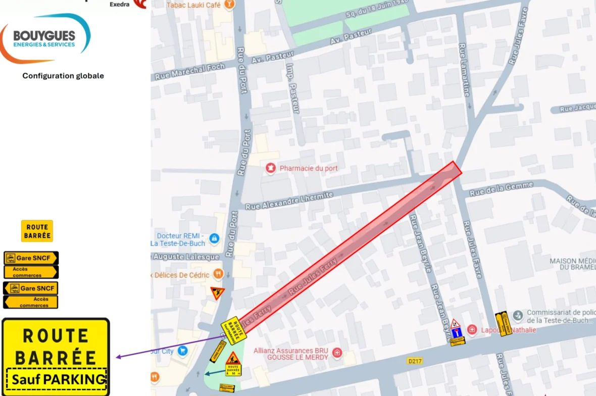 plan de déviation rue Jules Ferry